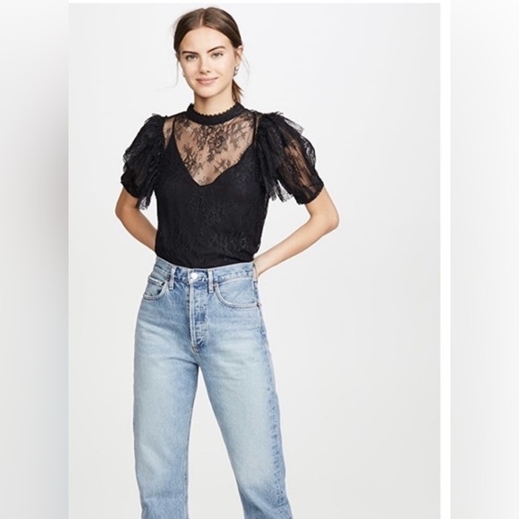 FREE PEOPLE Secret Admirer Blouse in Black Whimsigoth Dark Fairy Bohemian - Picture 8 of 14